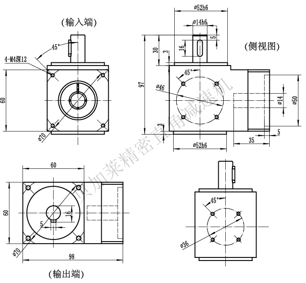 AR60精密直角转向器减速机 AR60精密直角转向器减速机